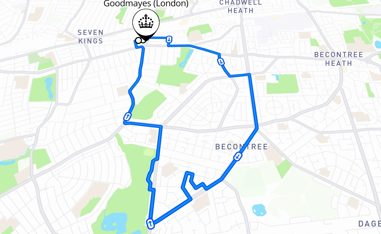 Goodmayes (London) 驾考路线 #1620 地图 - ENG 英国