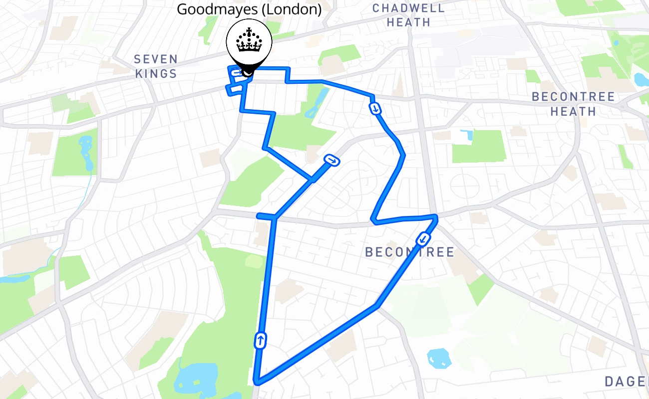 Goodmayes (London) 驾考路线 #1621 地图 - ENG 英国