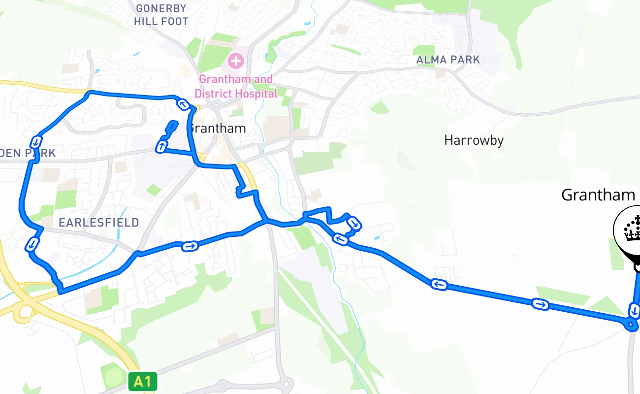 Grantham (Somerby) 驾考路线 #1137 地图 - ENG 英国
