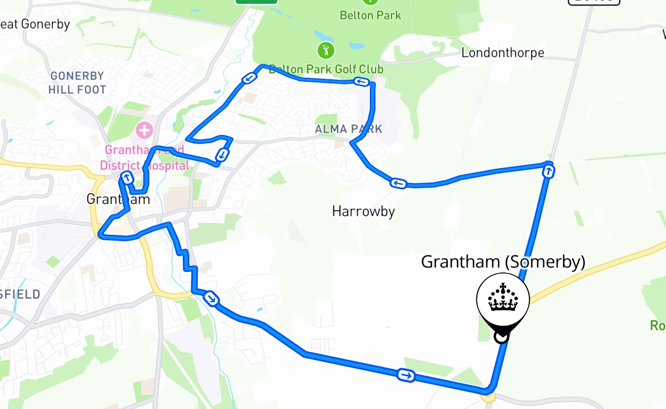 Grantham (Somerby) 驾考路线 #1144 地图 - ENG 英国