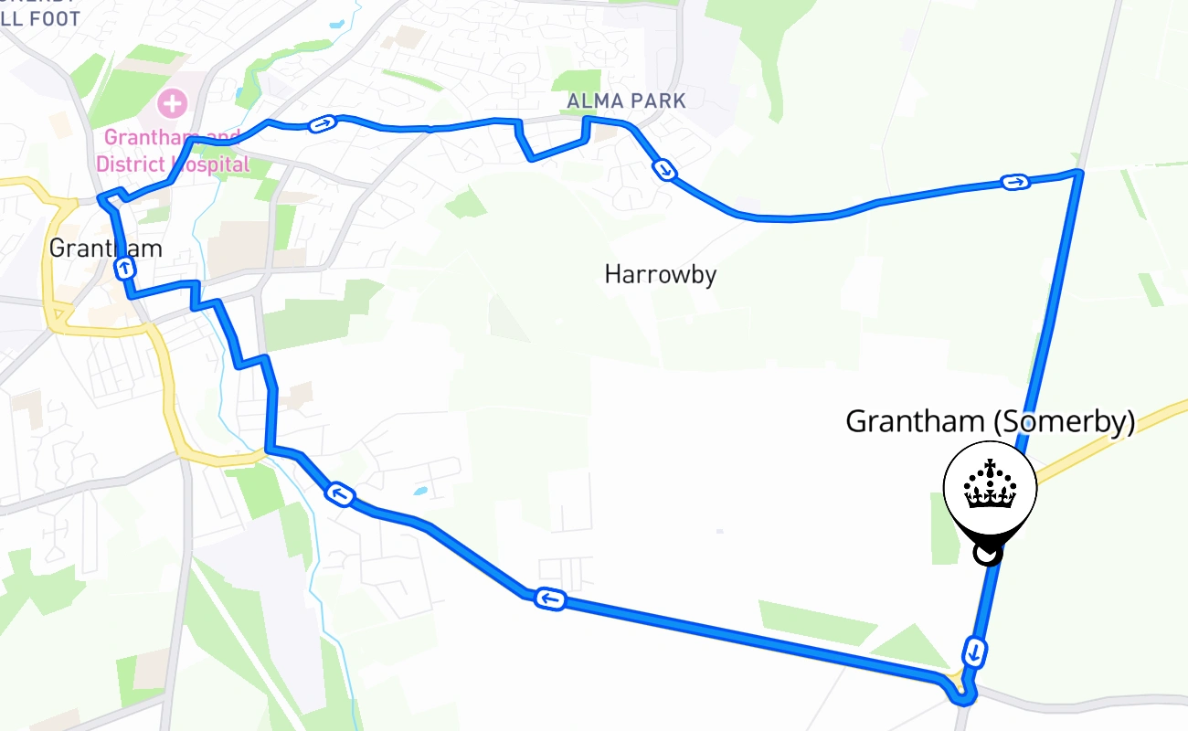 Grantham (Somerby) 驾考路线 #1147 地图 - ENG 英国
