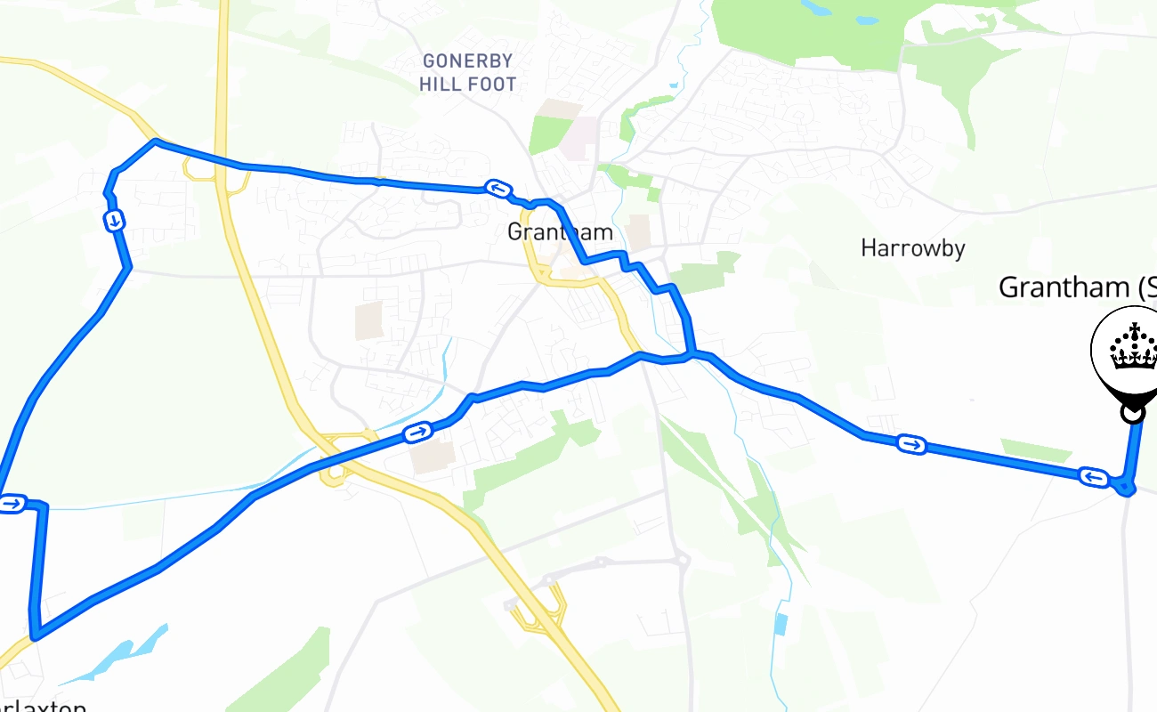 Grantham (Somerby) 驾考路线 #1149 地图 - ENG 英国