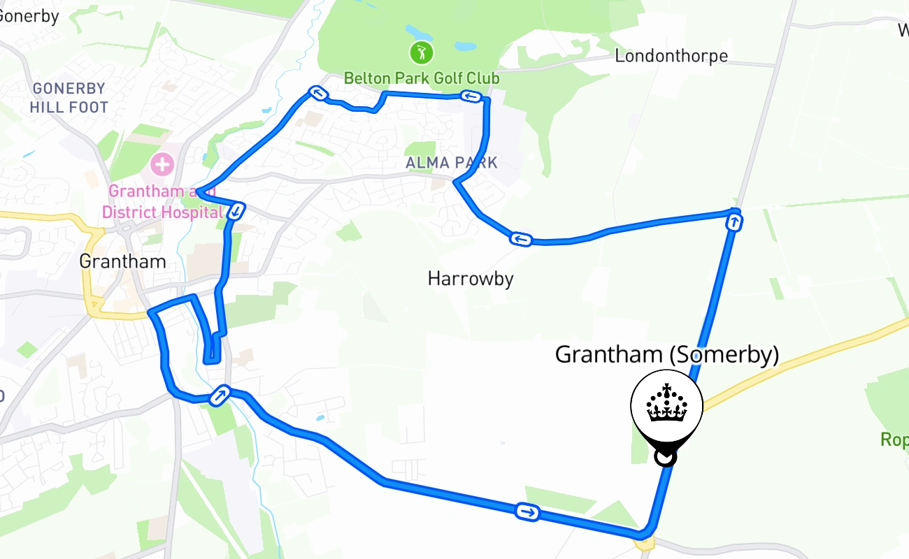 Grantham (Somerby) 驾考路线 #1151 地图 - ENG 英国