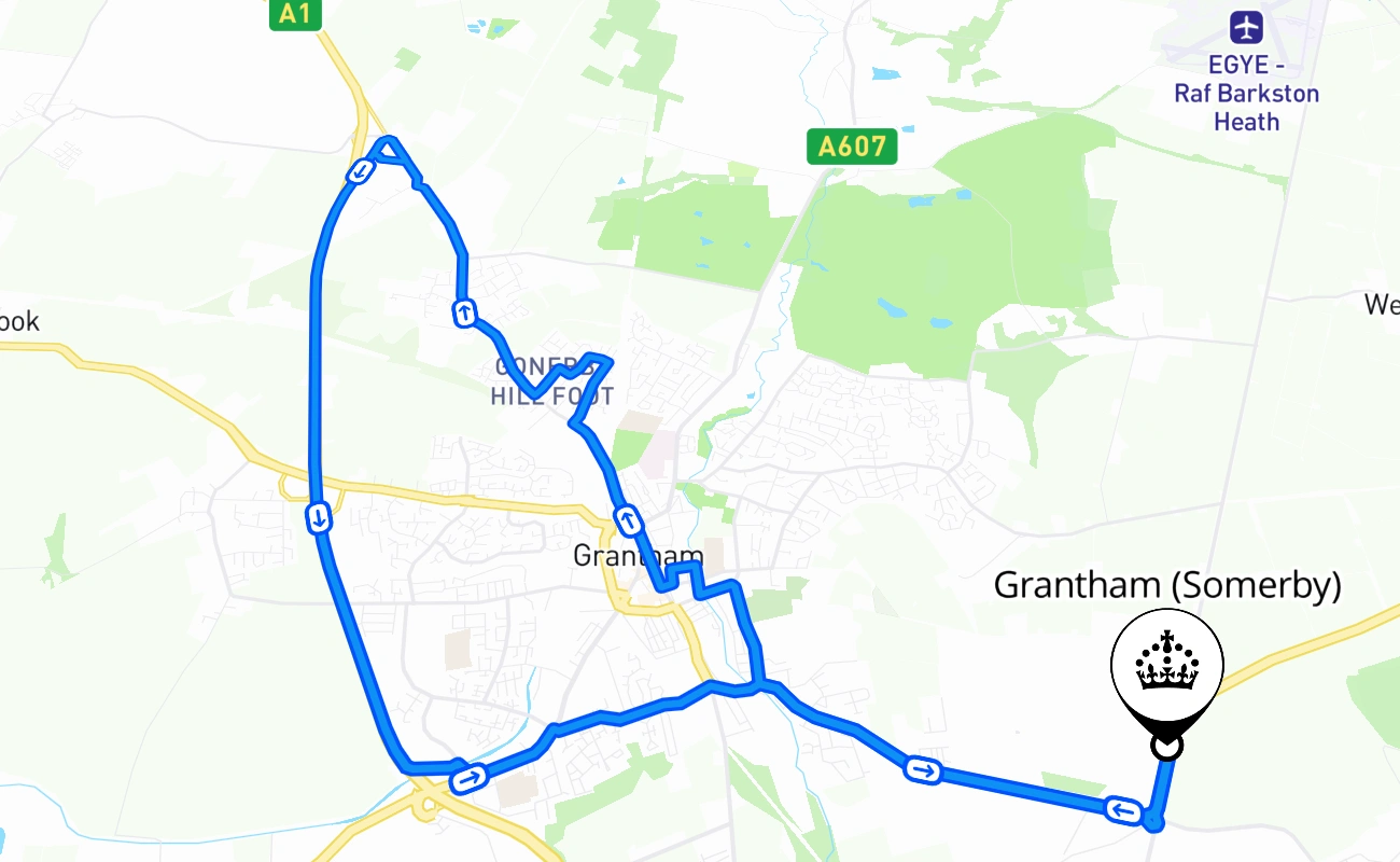 Grantham (Somerby) 驾考路线 #1152 地图 - ENG 英国