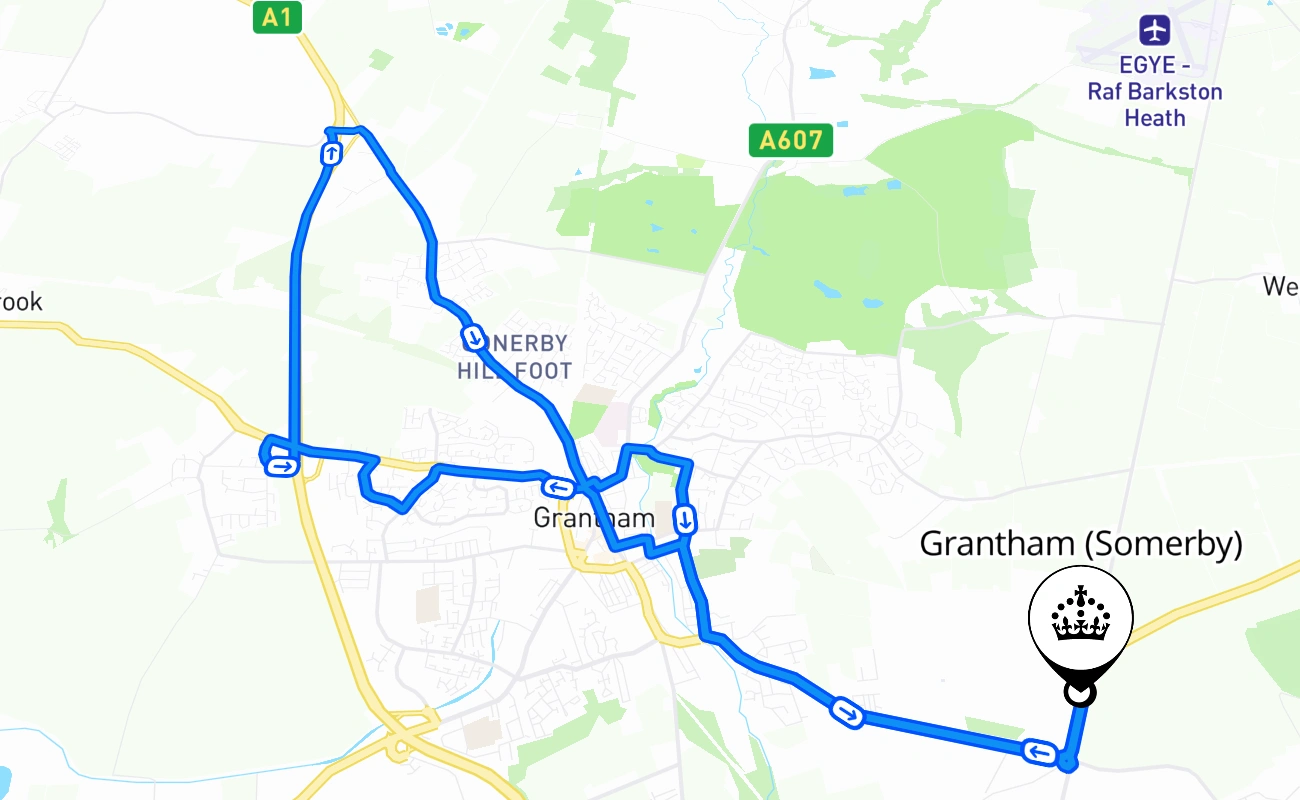 Grantham (Somerby) 驾考路线 #1153 地图 - ENG 英国