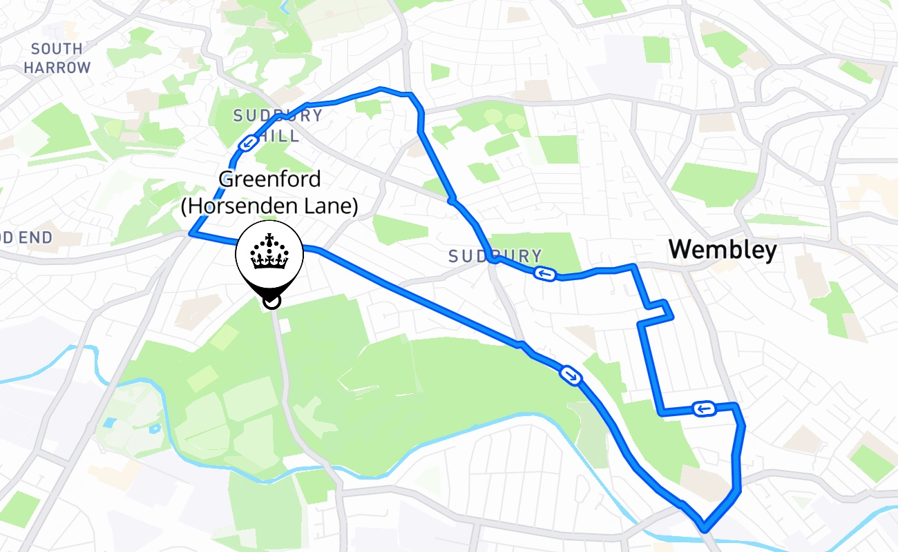 Greenford (Horsenden Lane) driving test route #1495 map - ENG United Kingdom