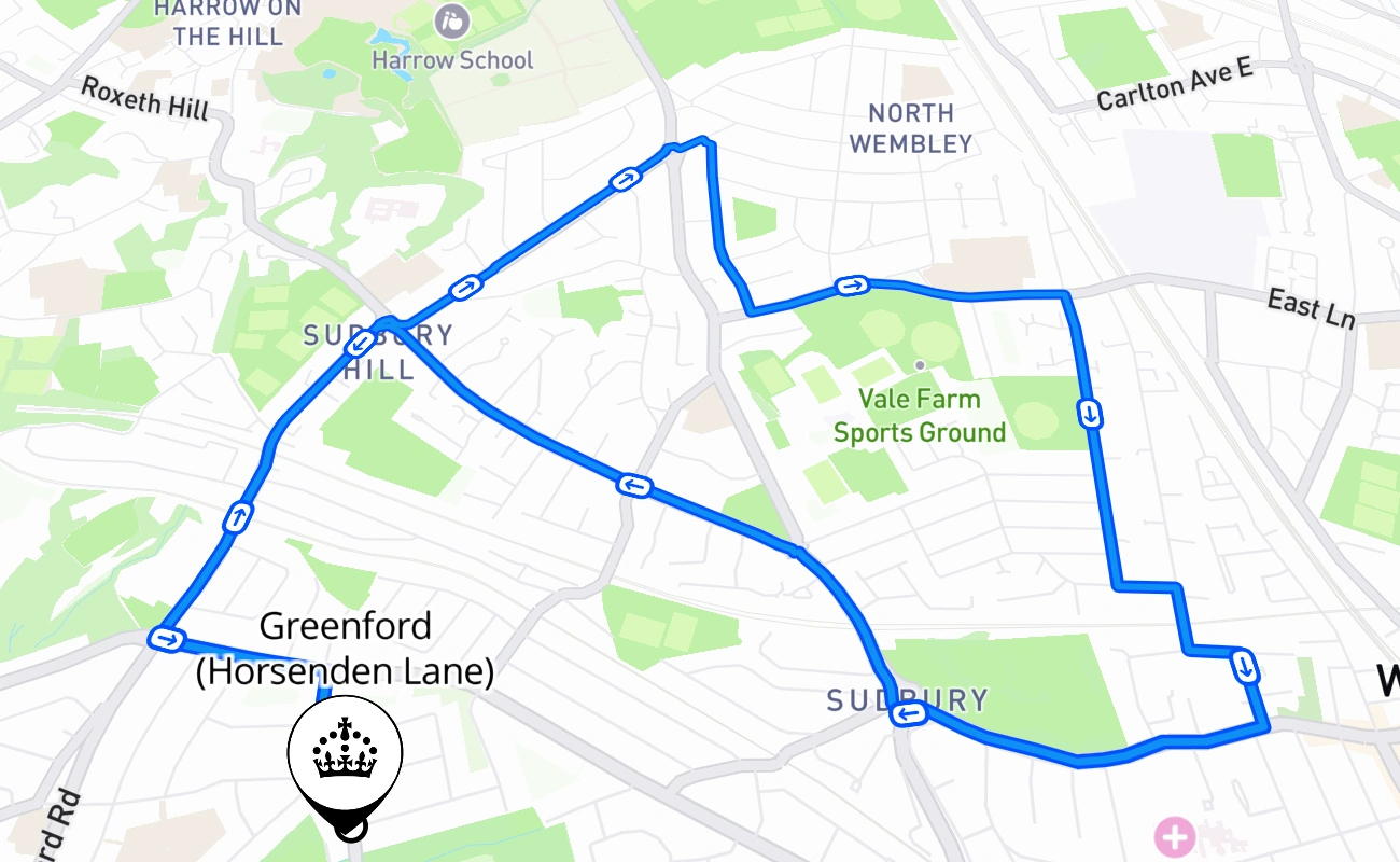 Greenford (Horsenden Lane) 驾考路线 #1501 地图 - ENG 英国