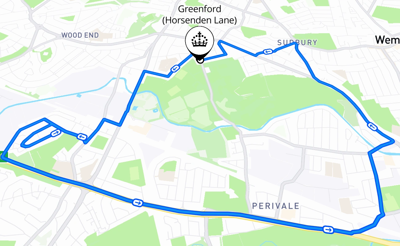 Greenford (Horsenden Lane) 驾考路线 #1502 地图 - ENG 英国