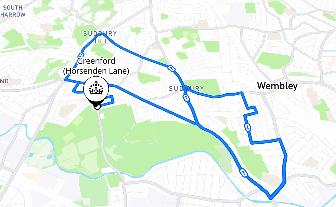 Greenford (Horsenden Lane) driving test route #1504 map - ENG United Kingdom