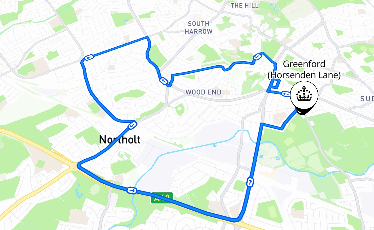 Greenford (Horsenden Lane) 驾考路线 #1505 地图 - ENG 英国