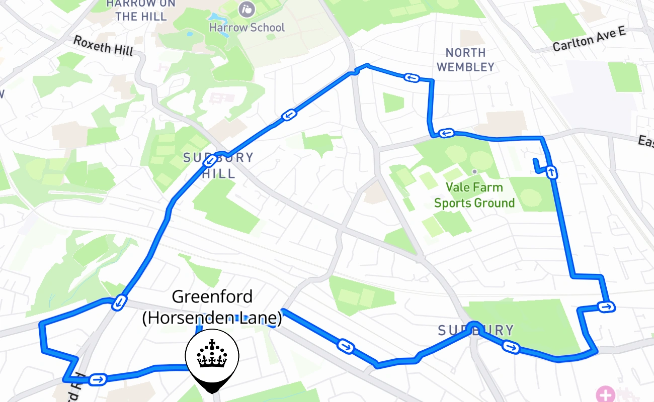 Greenford (Horsenden Lane) 驾考路线 #1506 地图 - ENG 英国