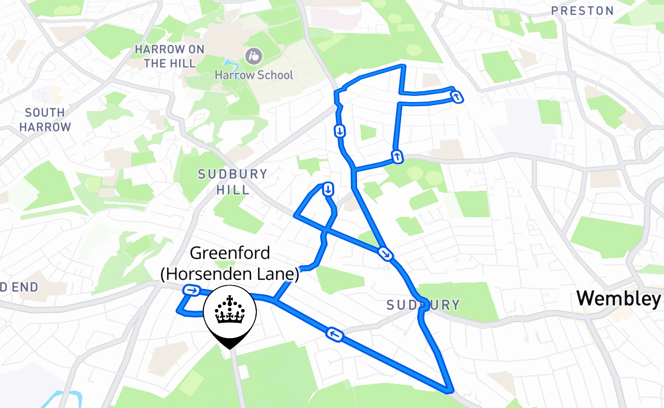 Greenford (Horsenden Lane) 驾考路线 #1508 地图 - ENG 英国