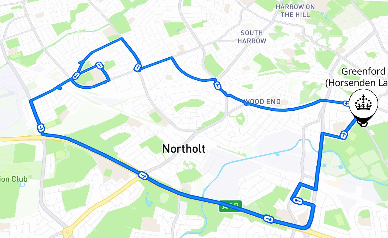 Greenford (Horsenden Lane) driving test route #1509 map - ENG United Kingdom