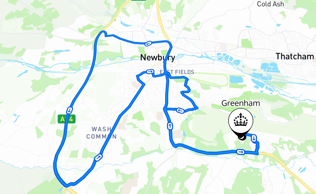 Greenham driving test route #1969 map - ENG United Kingdom