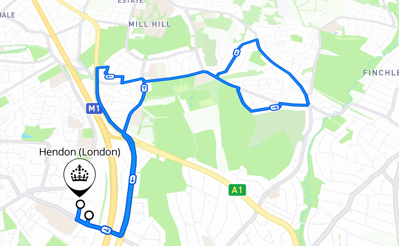 Hendon (London) 驾考路线 #863 地图 - ENG 英国