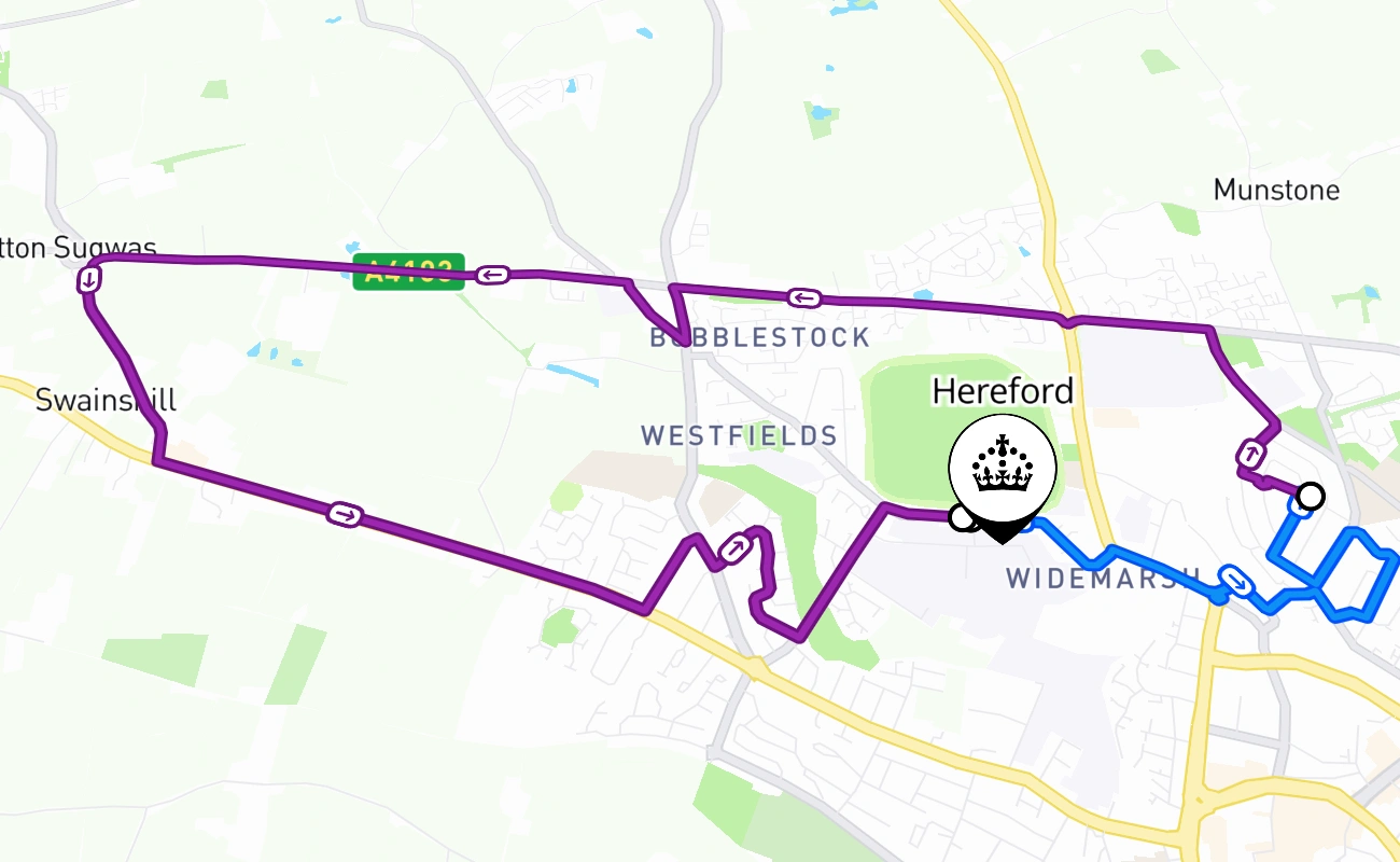 Hereford 驾考路线 #2509 地图 - ENG 英国