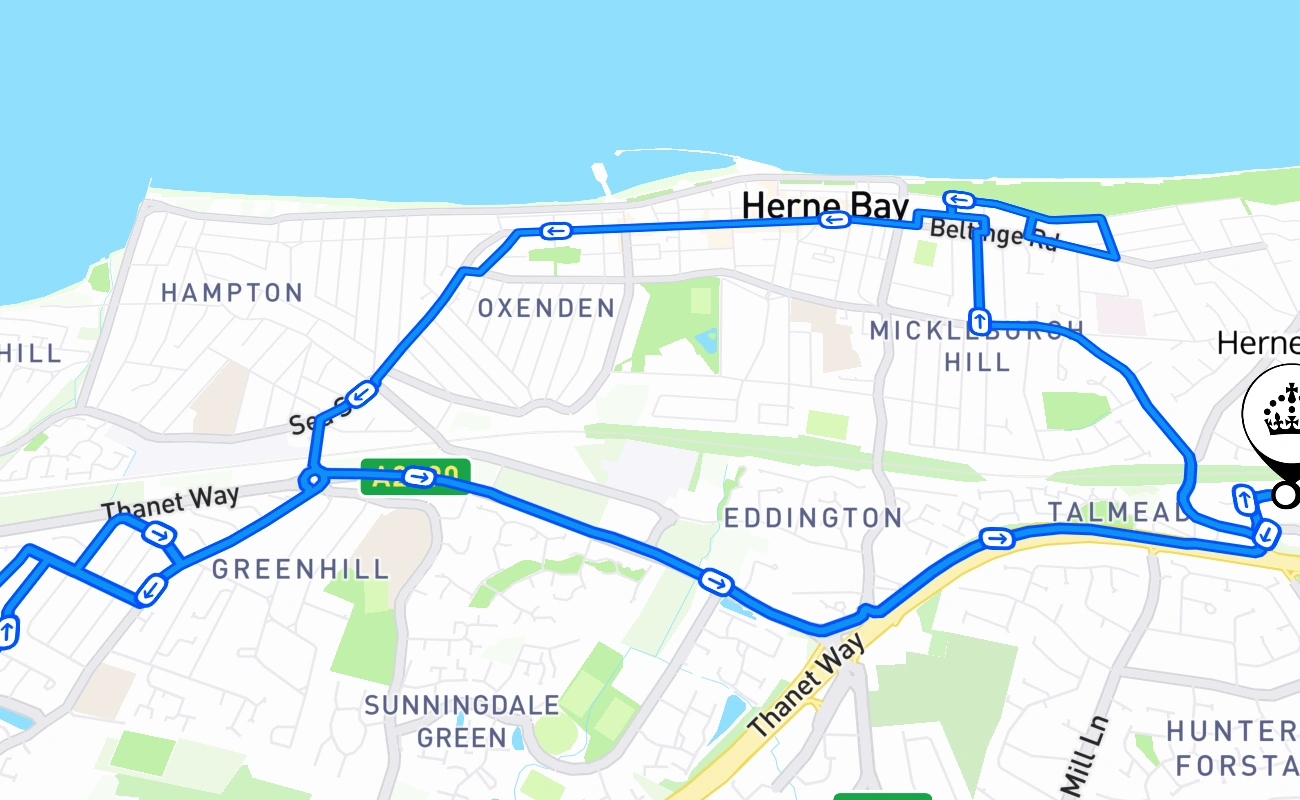 Herne Bay 驾考路线 #2072 地图 - ENG 英国