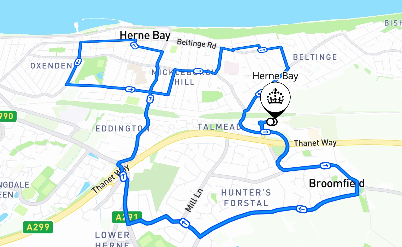 Herne Bay 驾考路线 #2073 地图 - ENG 英国
