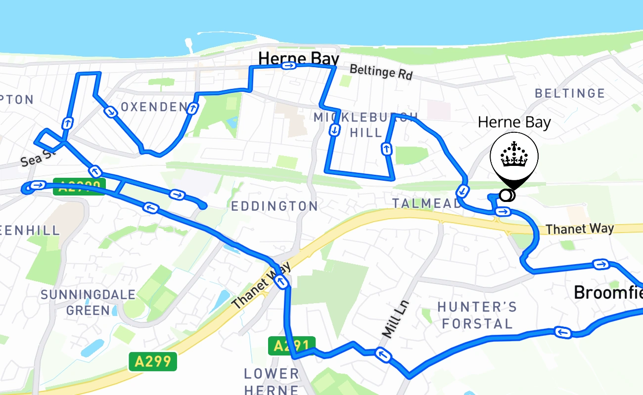 Herne Bay 驾考路线 #2074 地图 - ENG 英国