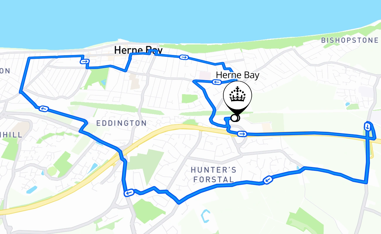 Herne Bay 驾考路线 #2075 地图 - ENG 英国