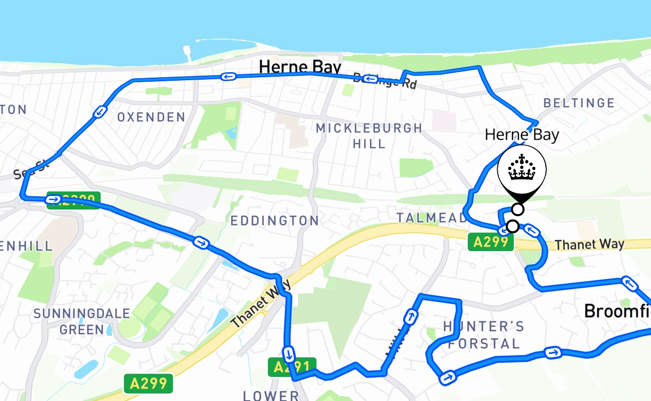 Herne Bay 驾考路线 #2076 地图 - ENG 英国