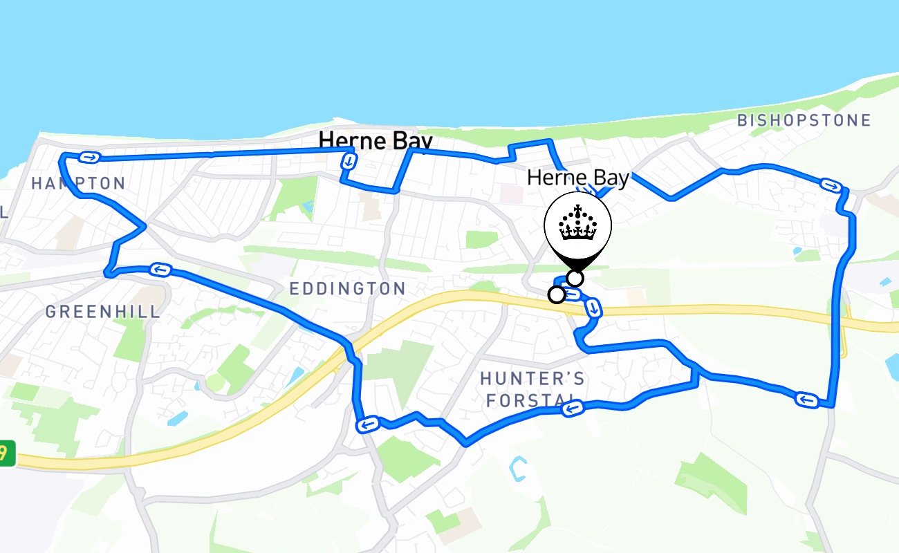 Herne Bay 驾考路线 #2077 地图 - ENG 英国