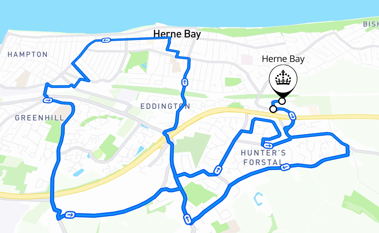 Herne Bay 驾考路线 #2079 地图 - ENG 英国
