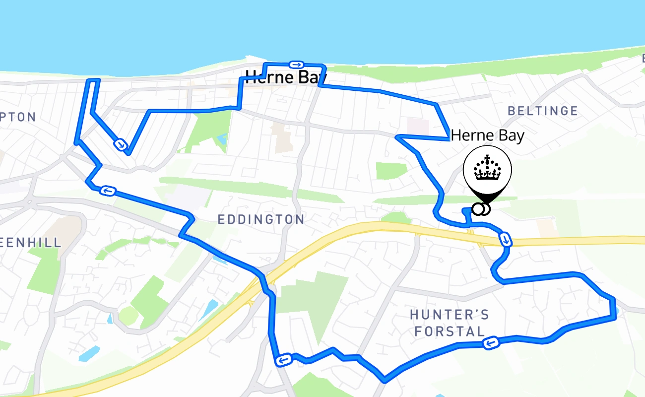 Herne Bay 驾考路线 #2080 地图 - ENG 英国