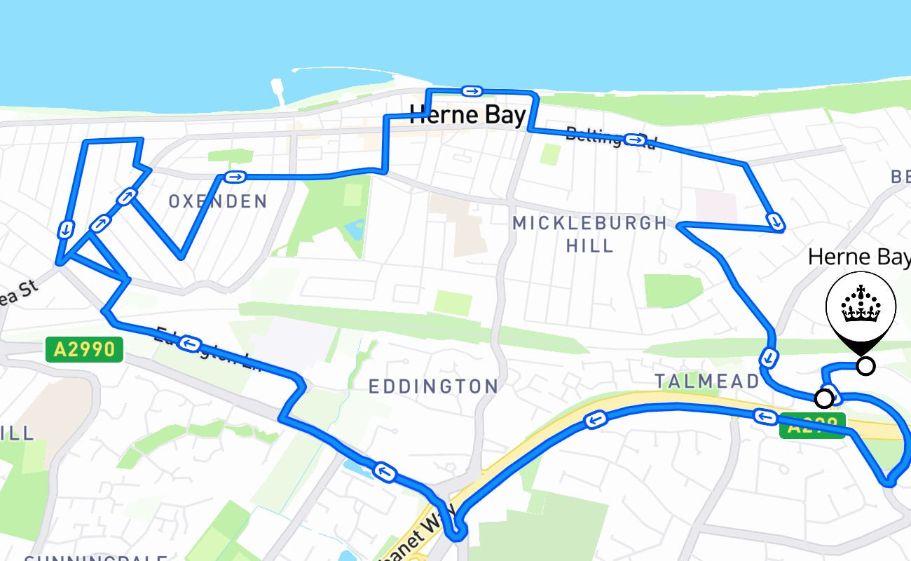 Herne Bay 驾考路线 #2081 地图 - ENG 英国