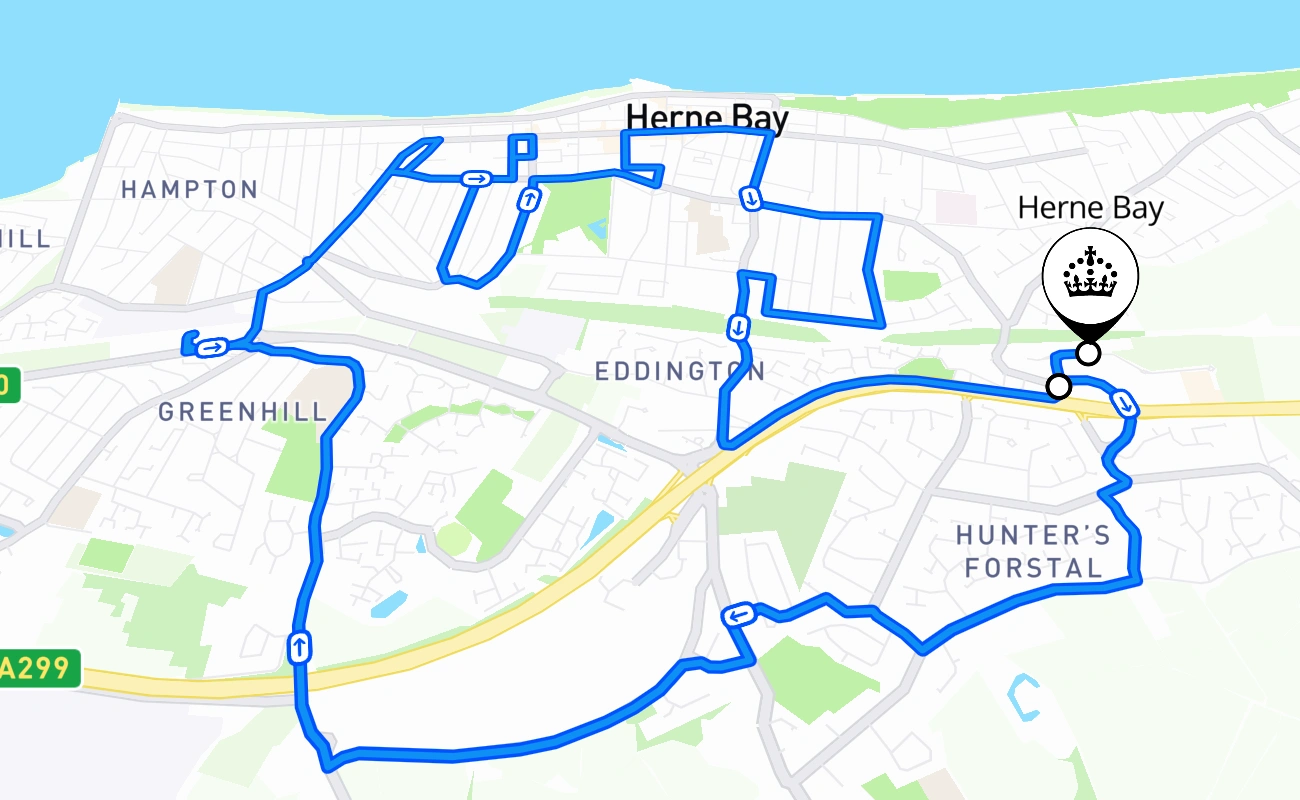 Herne Bay 驾考路线 #2082 地图 - ENG 英国