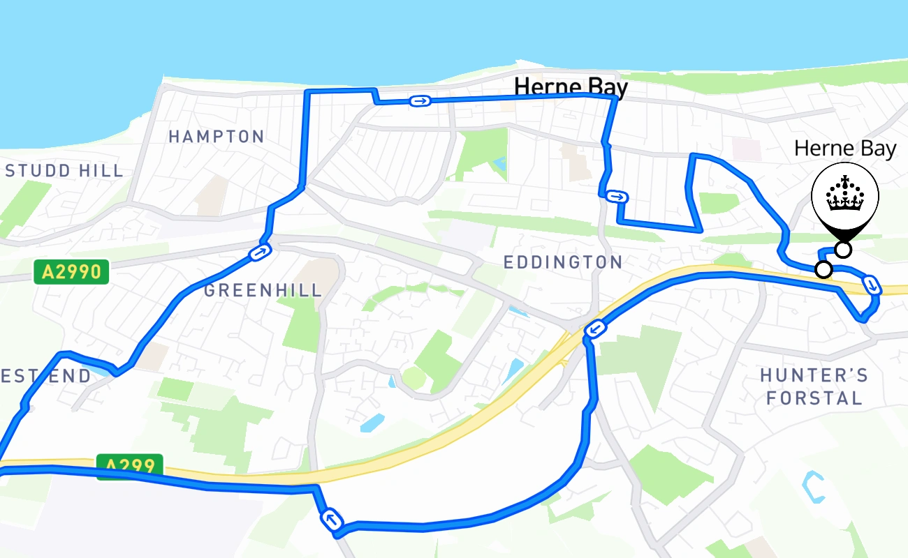 Herne Bay 驾考路线 #2083 地图 - ENG 英国
