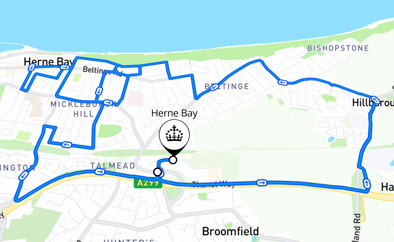 Herne Bay 驾考路线 #2085 地图 - ENG 英国