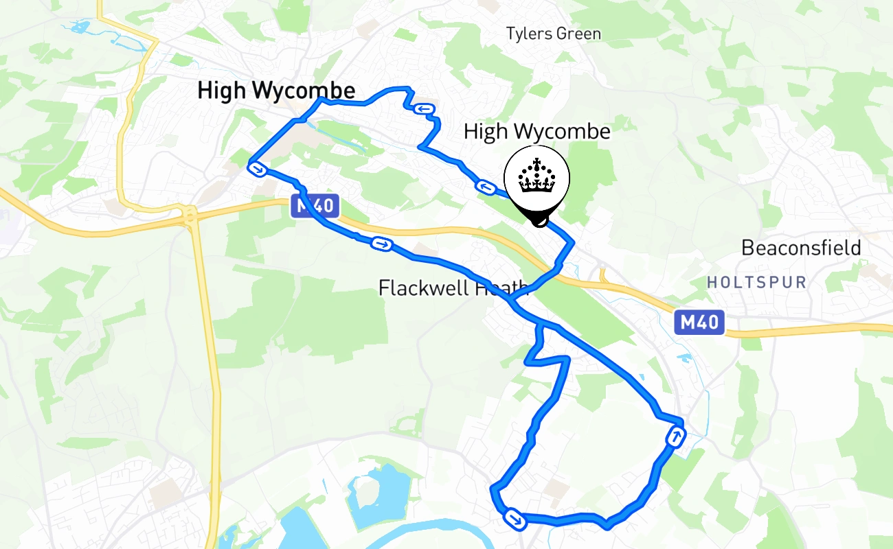 High Wycombe driving test route #2241 map - ENG United Kingdom