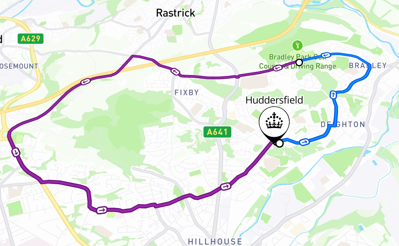 Huddersfield 驾考路线 #2667 地图 - ENG 英国