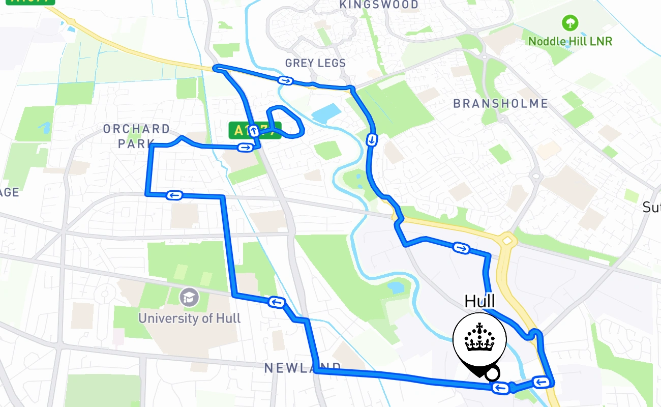 Hull 驾考路线 #2255 地图 - ENG 英国
