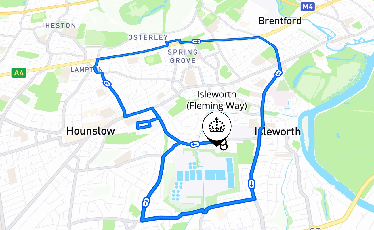Isleworth (Fleming Way) 驾考路线 #2502 地图 - ENG 英国