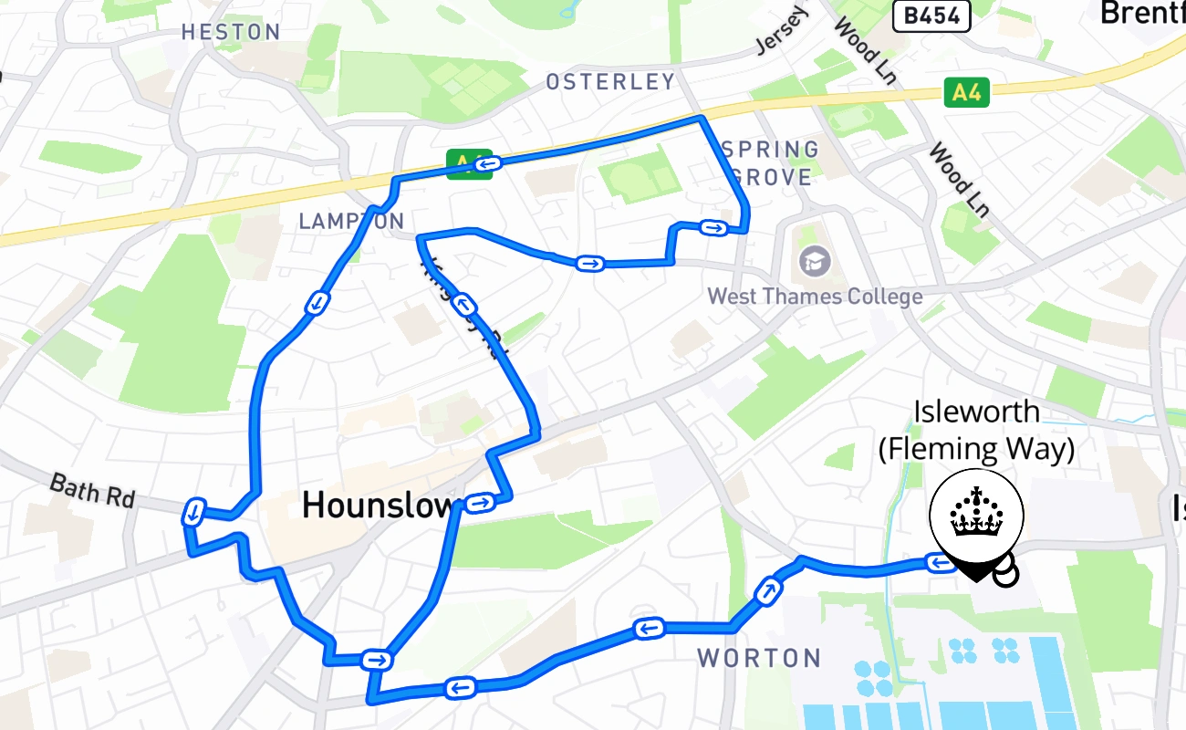 Isleworth (Fleming Way) 驾考路线 #2503 地图 - ENG 英国