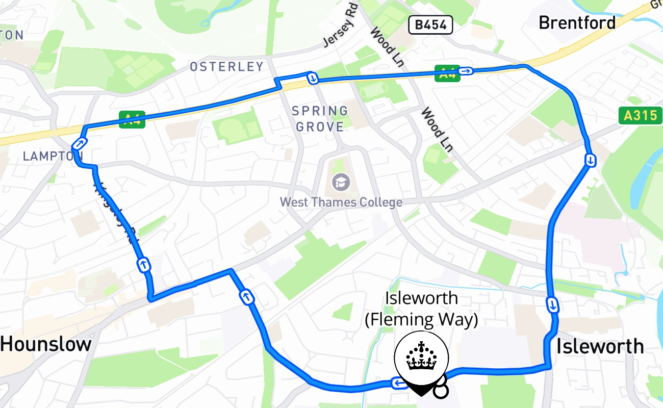 Isleworth (Fleming Way) 驾考路线 #2504 地图 - ENG 英国