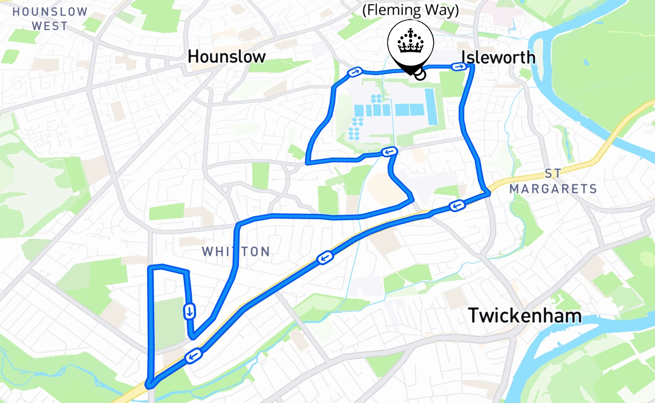 Isleworth (Fleming Way) 驾考路线 #2505 地图 - ENG 英国