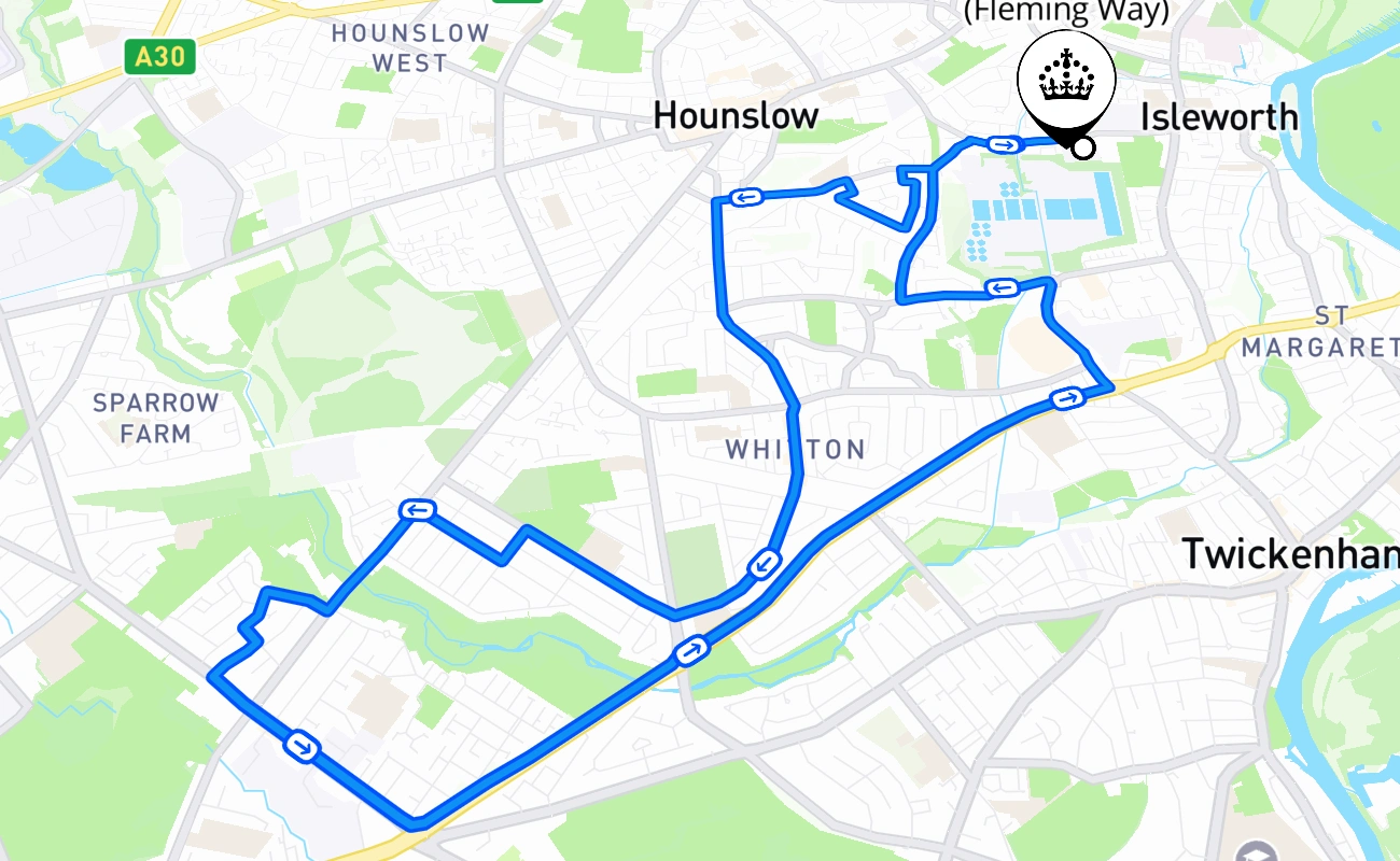 Isleworth (Fleming Way) 驾考路线 #2506 地图 - ENG 英国