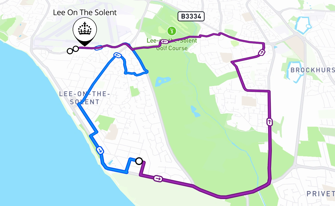 Lee On The Solent driving test route #960 map - ENG United Kingdom