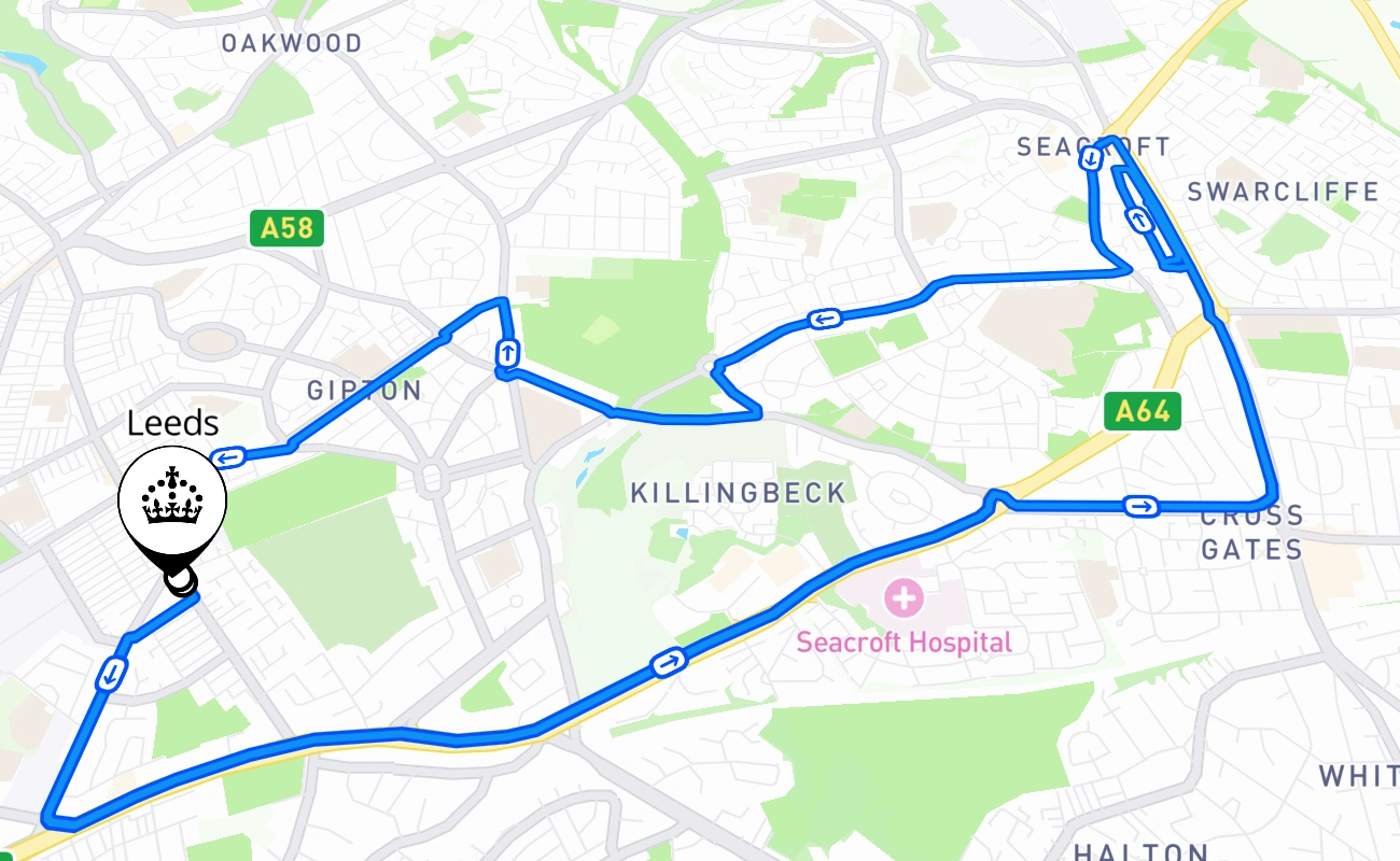 Leeds 驾考路线 #2578 地图 - ENG 英国