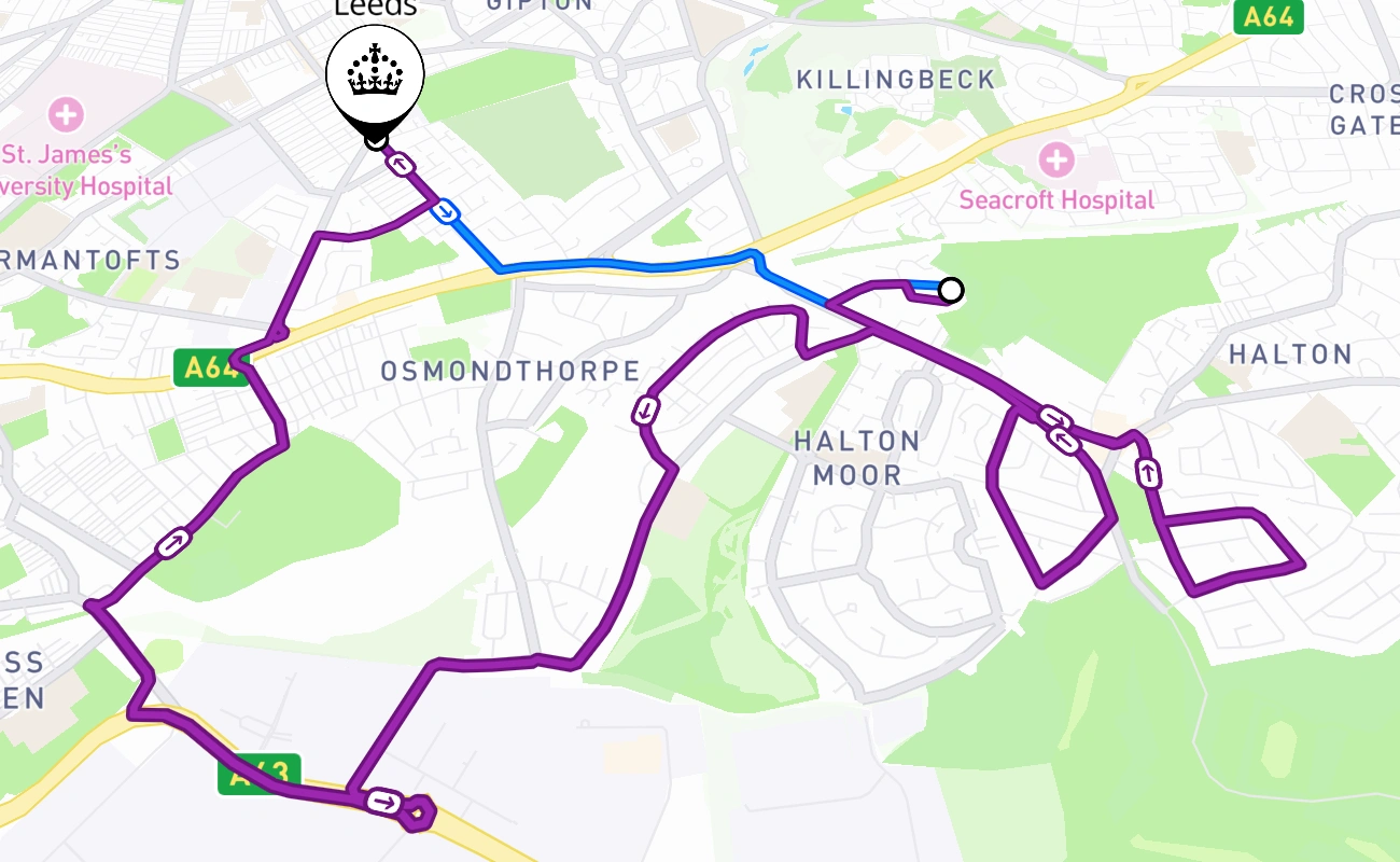 Leeds 驾考路线 #2772 地图 - ENG 英国