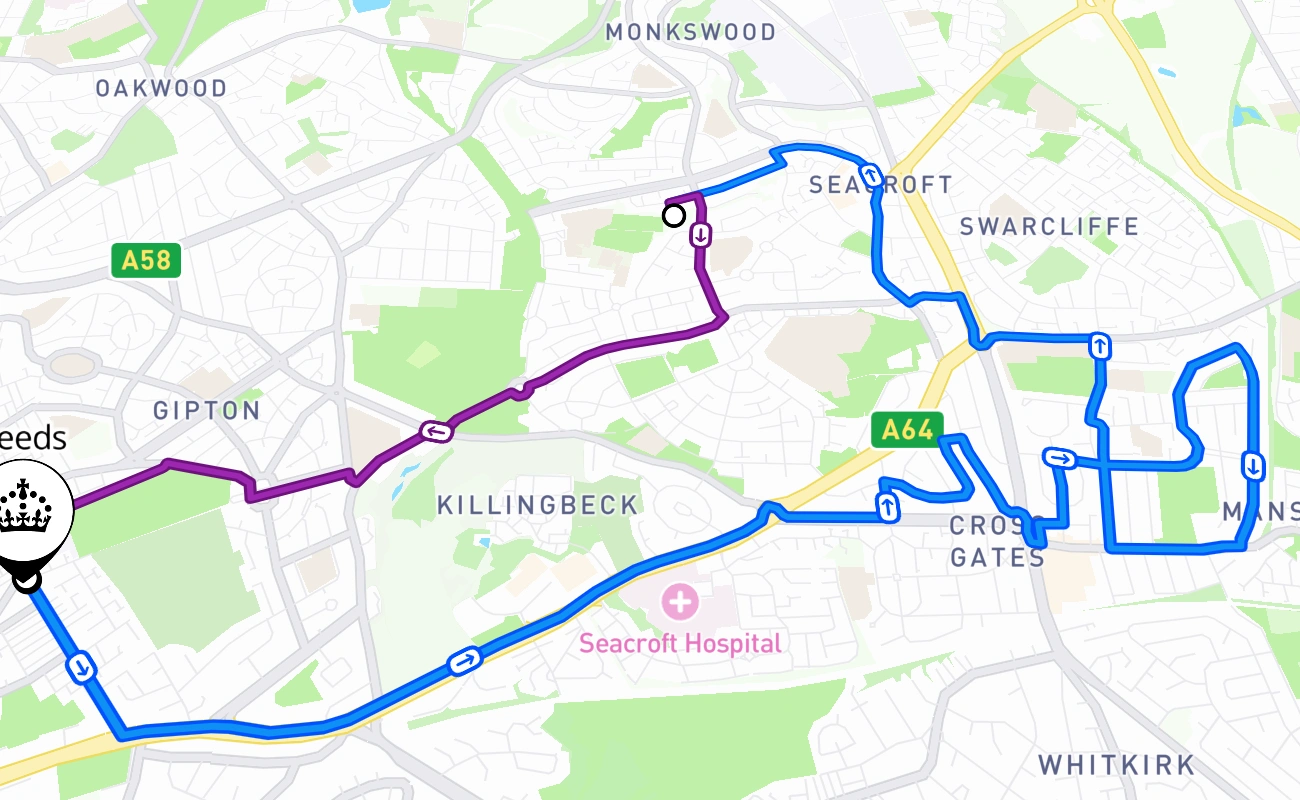 Leeds 驾考路线 #2773 地图 - ENG 英国