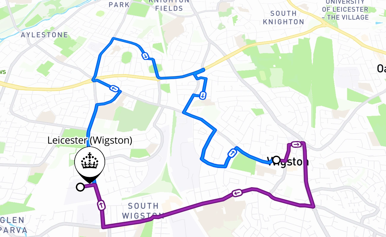 Leicester (Wigston) 驾考路线 #2774 地图 - ENG 英国