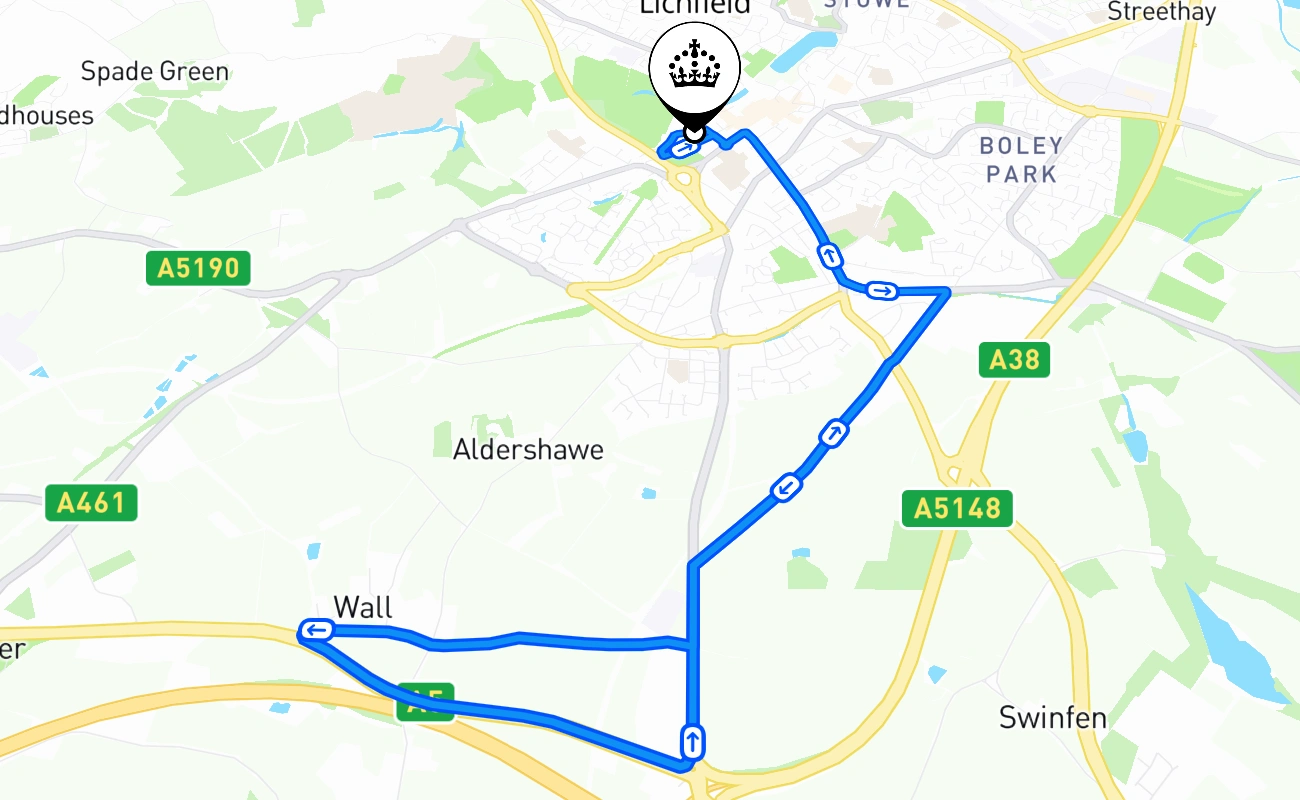 Lichfield 驾考路线 #1343 地图 - ENG 英国