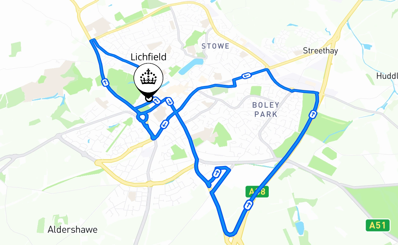 Lichfield 驾考路线 #1346 地图 - ENG 英国