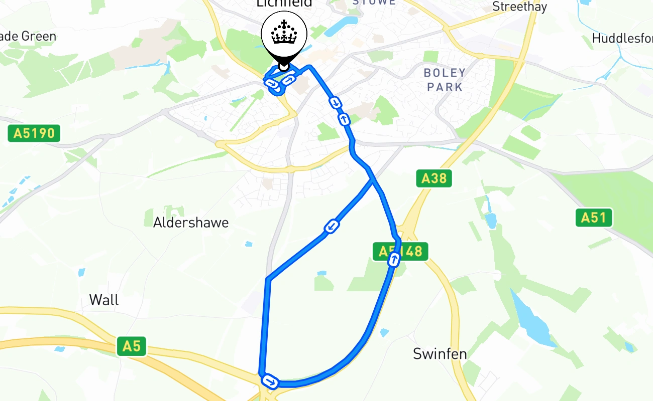 Lichfield 驾考路线 #1357 地图 - ENG 英国
