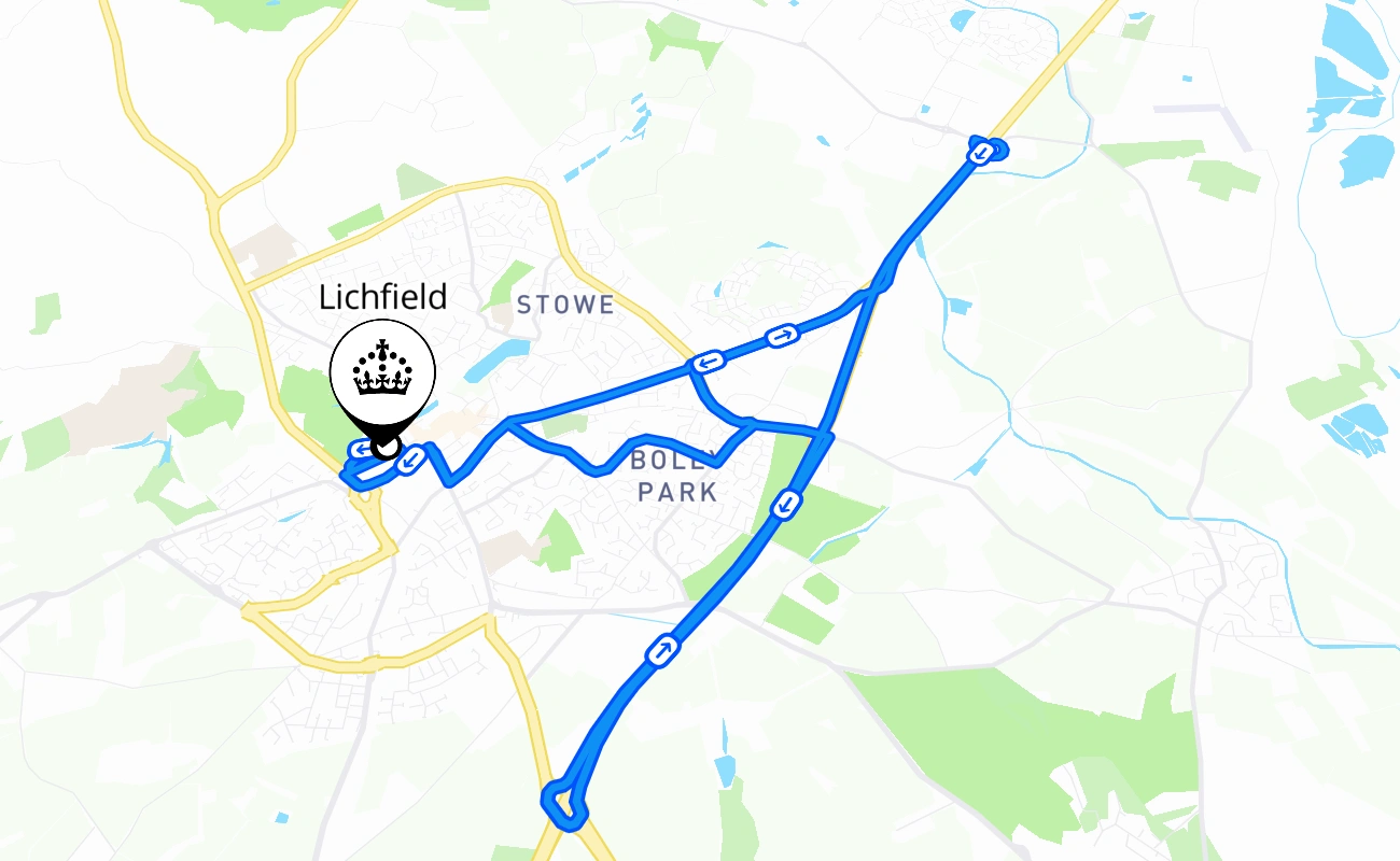 Lichfield 驾考路线 #1359 地图 - ENG 英国