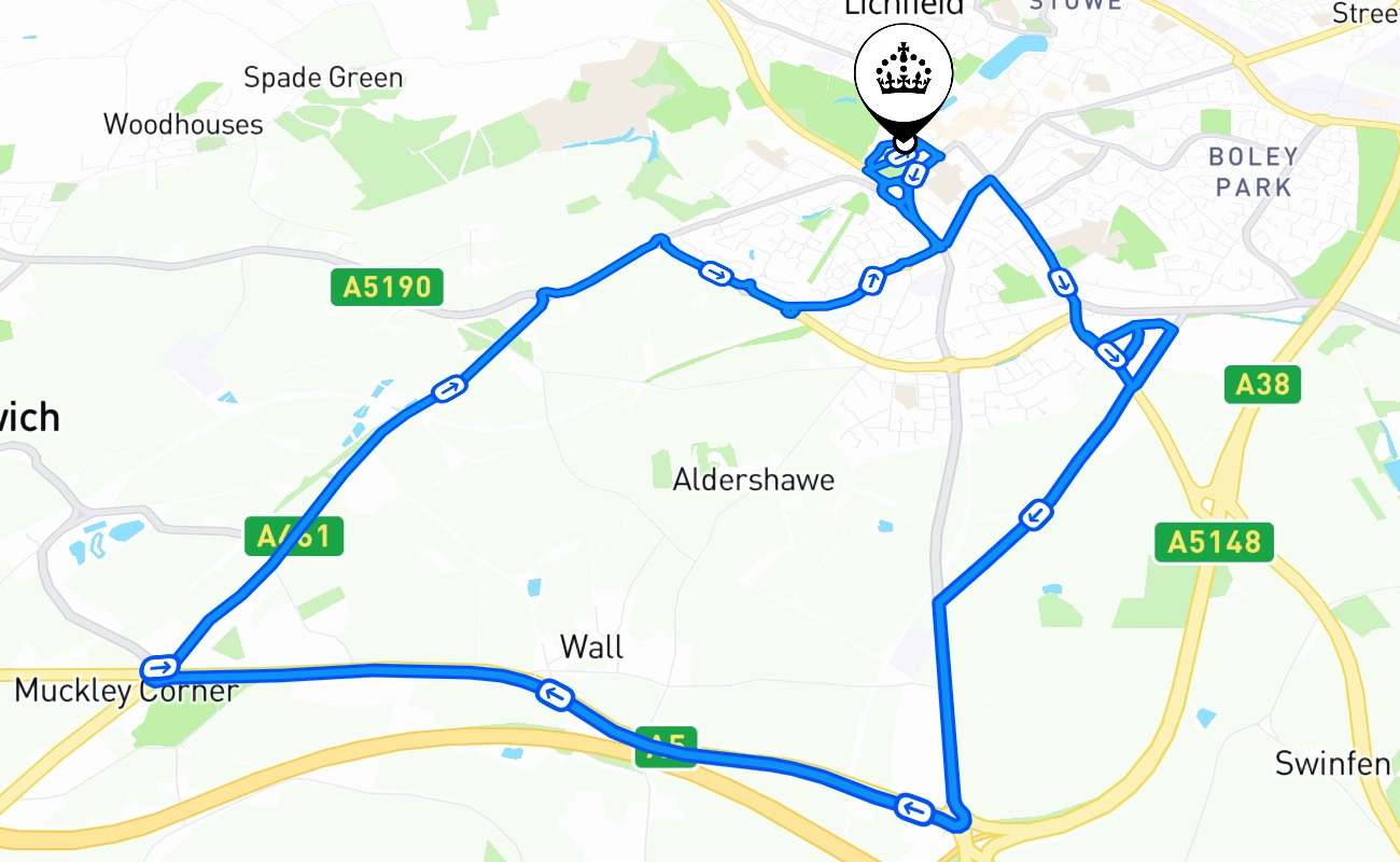 Lichfield 驾考路线 #1364 地图 - ENG 英国